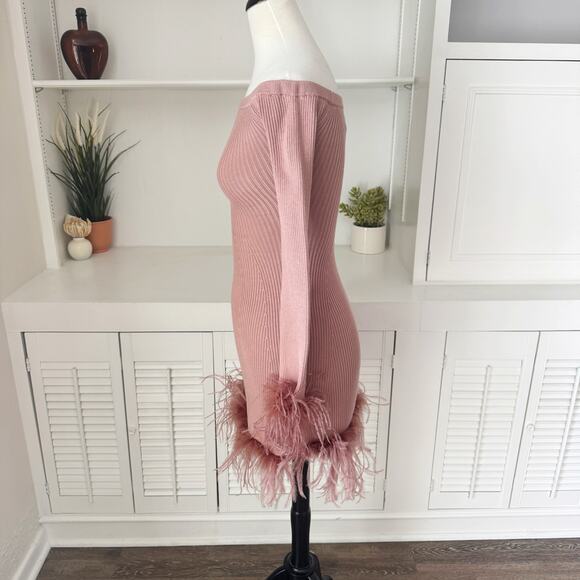 Lovers and Friends Mauve Ellerie Feather Knit Mini Dress Size XS - Picture 3 of 8